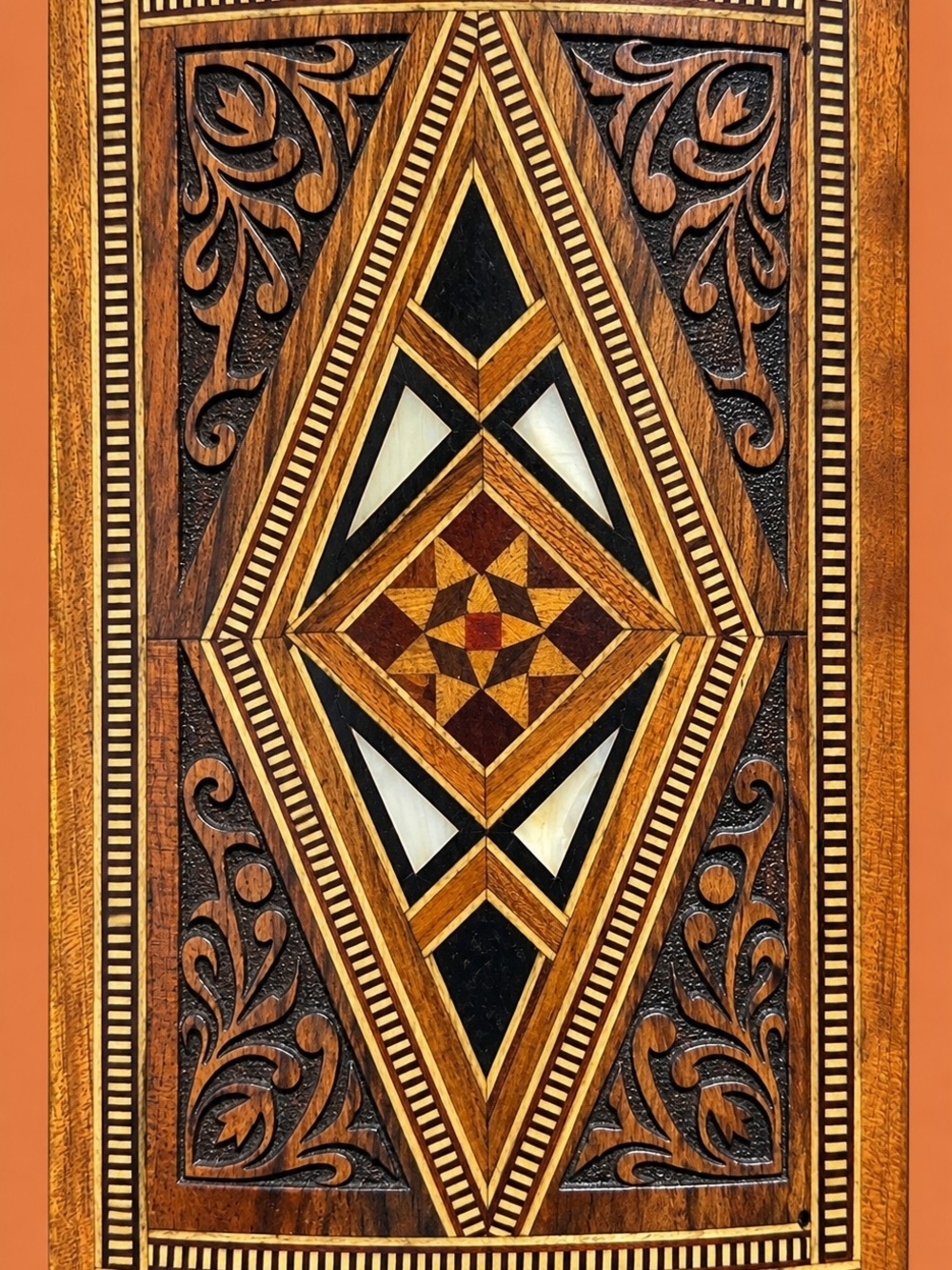 Vintage 1976 Mosaic Marquetry Inlay Wood Jewelry Trinket Box Handcrafted